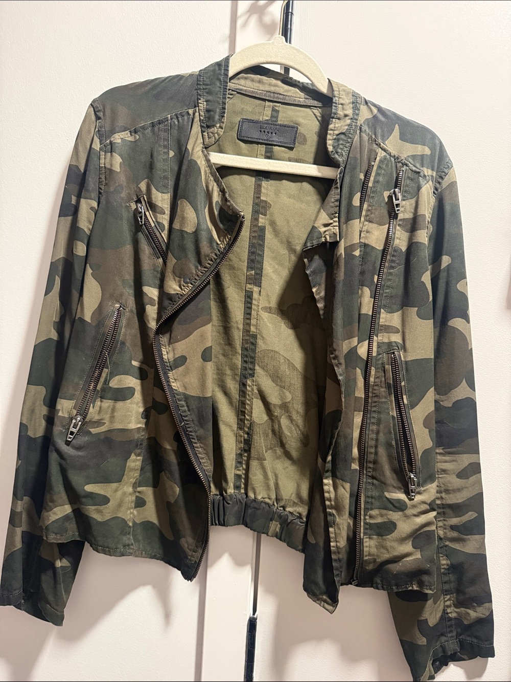 Blank NYC Olive Camo Zip-Front Utility Jacket